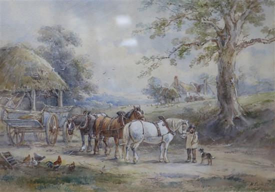 Henry Earp Snr (1831-1914) Carter on a lane 26 x 35cm